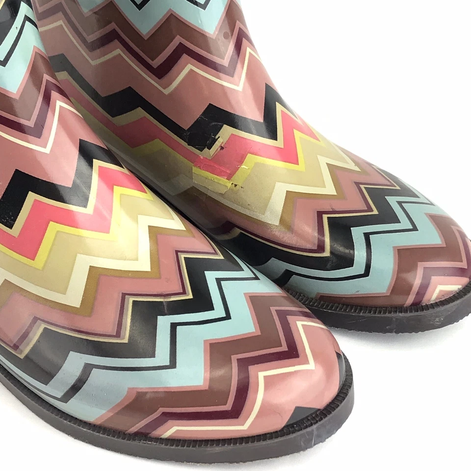Botas de lluvia altas Missoni for Target para mujer talla 7 Chevron Zig Zag pequeño defecto Foto 2 de 4
