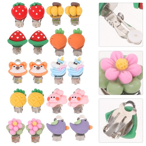 10 Pairs Kids Clip On Earrings Decorative Jewelry Dress Up Earrings for Girls - Picture 6 of 12