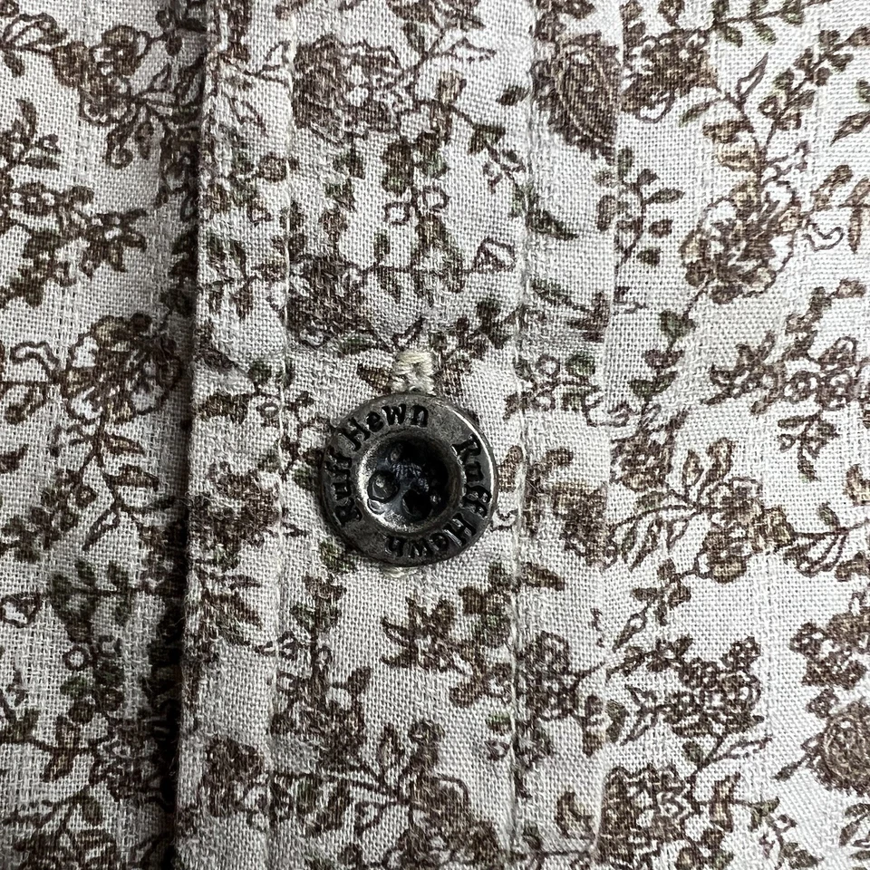 Camisa túnica con botones de manga larga de algodón floral gris talla L 12 14 talla con volantes Foto 4 de 4