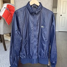 Vintage Izod Lacoste Jacket Mens L Blue Nylon Windbreaker Zip Pockets 80s 90s