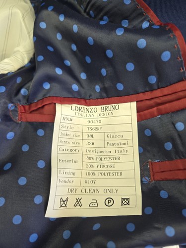 Wow Stunning Wow Brand New Lorenzo Bruno 3 Piece Vested Suit 38 Long 32 Waist - Picture 7 of 16