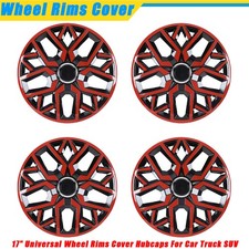 17in Black Matte Red Lacquer Wheel Covers Hub Caps For R17 Auto Tire Steel