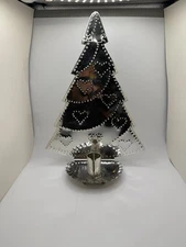 VINTAGE Punched Tin Christmas Tree Candle Holder