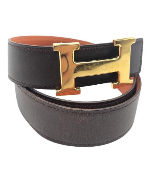 HERMES Brown and Orange Leather Belt for Men and Women-image