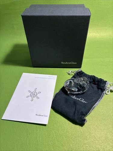 Steuben Glass Ram Paperweight Signed Numbered 414/1300 w/ Box X