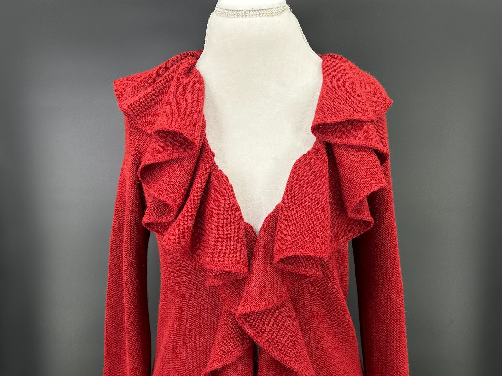 Beyond Threads Alpaca Wool Open Front Ruffle Dust… - image 18