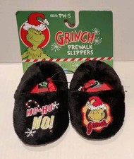 New Infant Dr Seuss How the Grinch Stole Christmas Black Prewalk Slippers 3 Or 5
