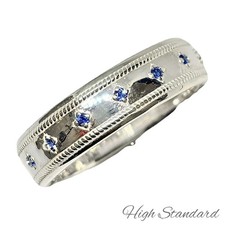 Solid Pt900 Platinum Sapphire Round Ring Hall...
