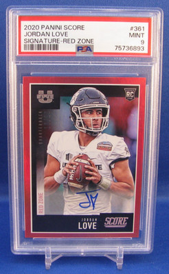 2020 Score "JORDAN LOVE" Red Zone RC Auto ~ PSA 9 ~ SN #10/20 ~ Jersey Number !!