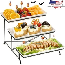 3 Tier Serving Tray Display Stand Melamine Snacks Cakes Appetizers Events New