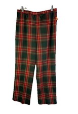 Deadstock VTG 70s Womens 18 Tartan Plaid Knit Pull On Pants USA Grunge Holiday