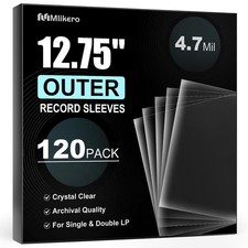 120 Vinyl Record Sleeves Outer, 4.7 Mil Crystal Clear Vinyl Protective Sleeve...