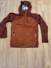 REI Co-op Jacket Boys Large 14-16 Maroon/Orange Hooded Nylon Rain Windbreaker