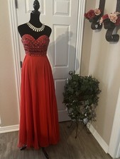 Mori lee sexy red strapless beaded prom dress Size 0 XS women formal gown