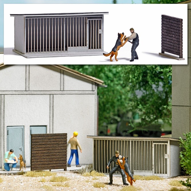 Busch 7969 - H0 Action Set: NVA Police Dog Training - New