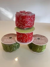 Lot 4 Christmas Wired 2.5" Ribbon - Celebrate It Red And Metallic Green 110 Ft