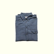 LEVI'S VTG 90s FLANNEL PLAID RETRO COTTON CASUAL BLUE BUTTON DOWN SHIRT 1997 L