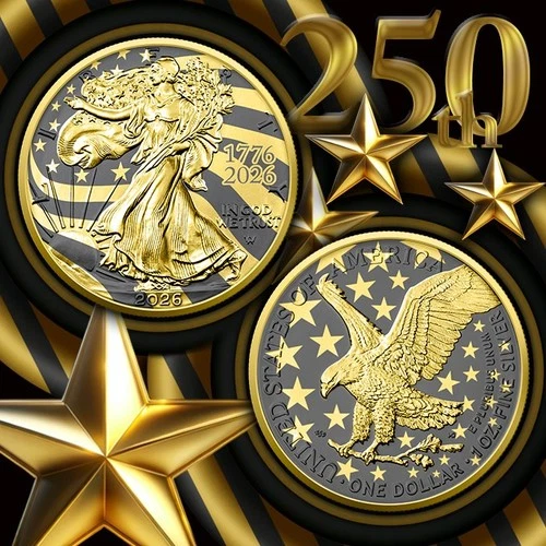 2026 U.S. Eagle Golden Ring 250th Ann. Edition 1 oz Silver Coin