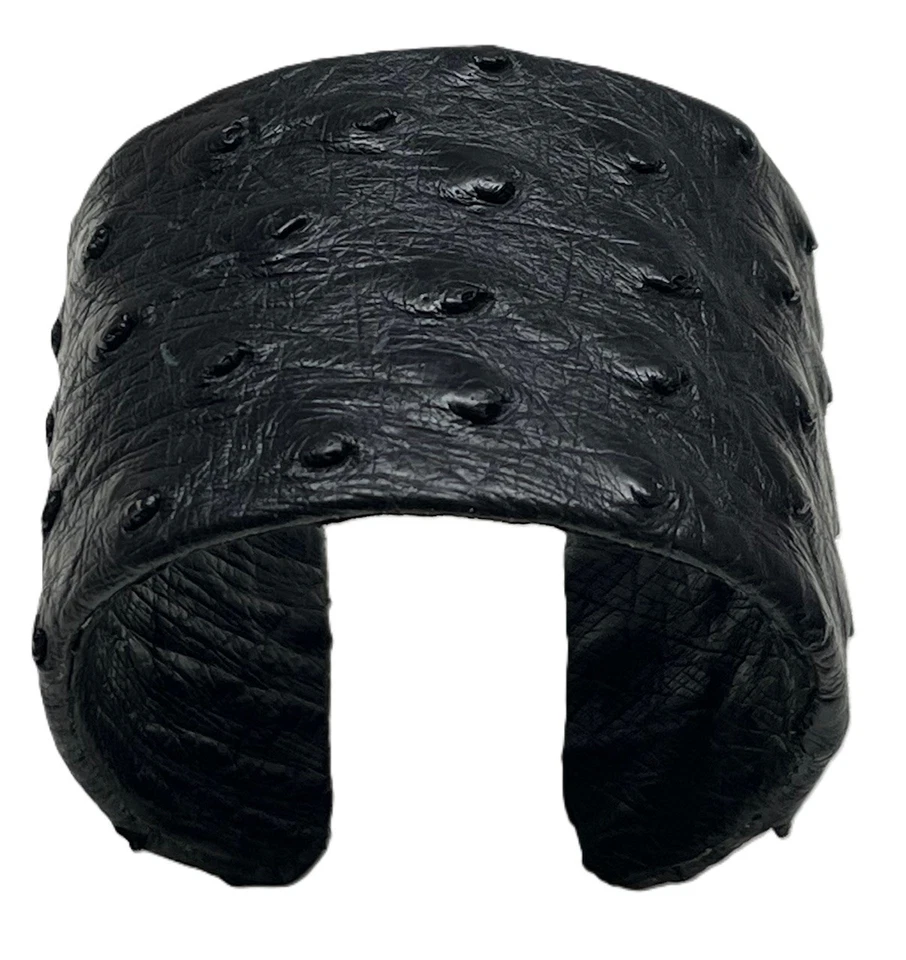 BRAZALETE BRAZALETE PIEL PIEL DE AVESTRUZ GENUINO - Negro - 2" ANCHO - LGE - NUEVO Foto 4 de 4