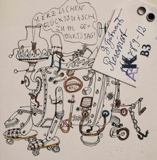 Manfred Butzmann Glückwunschkarte Geburtstag Ostdeutsche Kunst Radierung 1969