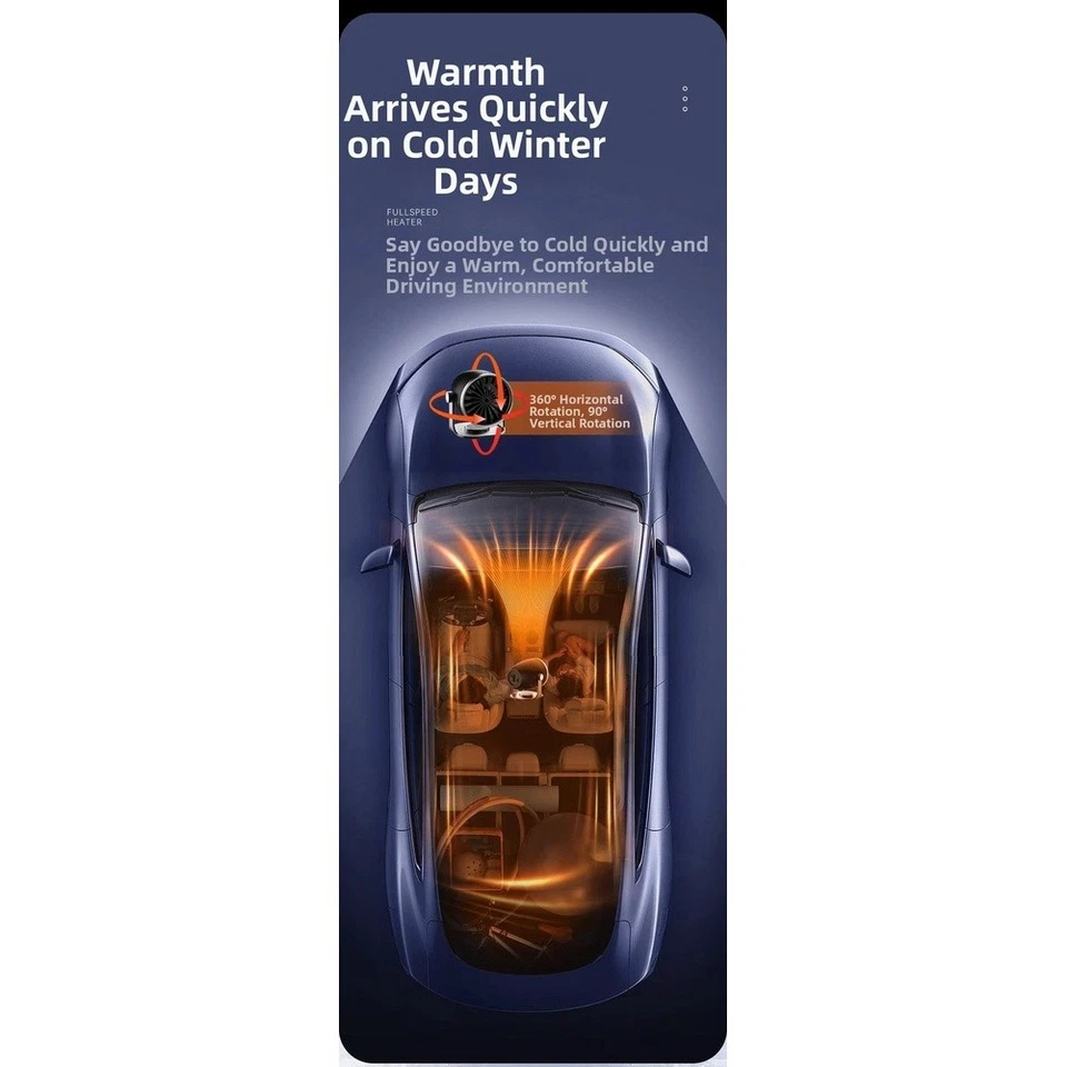 12V Car Heater with Dual Heating Cooling Functions Hot Cold Air Defrost Defog - Image 4 of 4