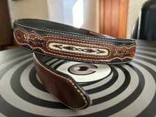 Vintage Western Leather Belt Noona Belt Co. 30 Braided black brown Rockabilly