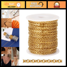 33FT Stainless Steel Gold Cable Chain for Jewelry Making - 2mm Bulk Supply