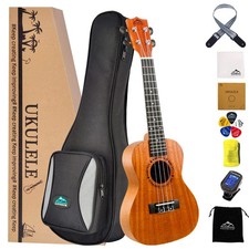 EASTROCK Concert Ukulele Mahogany Beginner 23 inch Ukelele Big Package Kit. Ukul