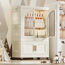 Folding Plastic Wardrobe Children's Wardrobe Baby Closet Kids Storage Organizer