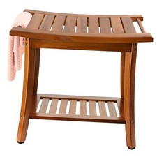 Teak Shower Bench Seat with Handles, Portable Wooden Spa Teak Wood Large