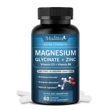 Magnesium Glycinate Capsules High Strength 500mg Fatigue Bone Health 60 caps 0.44 per thousand milligrams