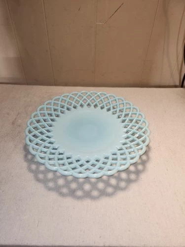 vintage Fenton blue milk glass plate
