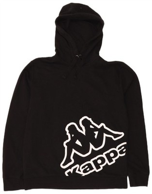 KAPPA Mens Graphic Hoodie Jumper Medium Black BS15