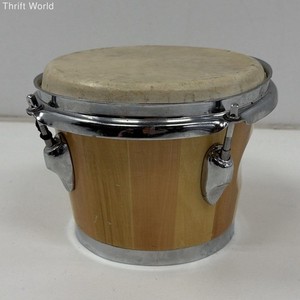 Single Bongo Drum 8-Inch Stave Wood Shell Percussion Natural Finish