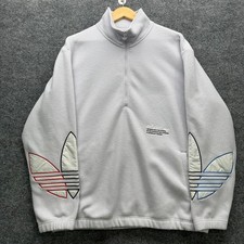 Adidas Primeblue Fleece Quarter Zip Pullover Men's M Light Gray Trefoil Logo