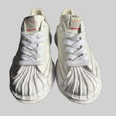 Maison Mihara Yasuhiro MMY Blakey White Leather Sneakers Textured Toe Logo
