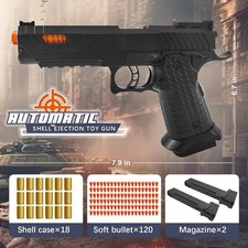 Soft Bullet Toy Gun with Shell Ejecting,Fidget Toy Gun with 120 Soft Bullets, 18