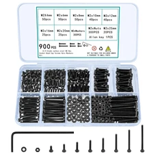 900 Pcs M2 Screws Bolts and Nuts Assortment Kit, Small Hex Socket Head Cap Screw