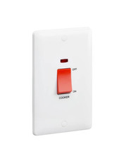MK Base 45A 2Gang DP Cooker Switch with Neon White Moulded Vertical
