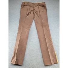 Gucci Womens Brown Straight Leg Dress Pants IT 44 Yellow Trim Made in Italy