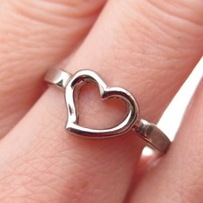 925 Sterling Silver Open Heart Ring Size 9