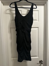 Nicole Miller Womens Sleeveless Ruched Sheath Little Black Dress Size Petite