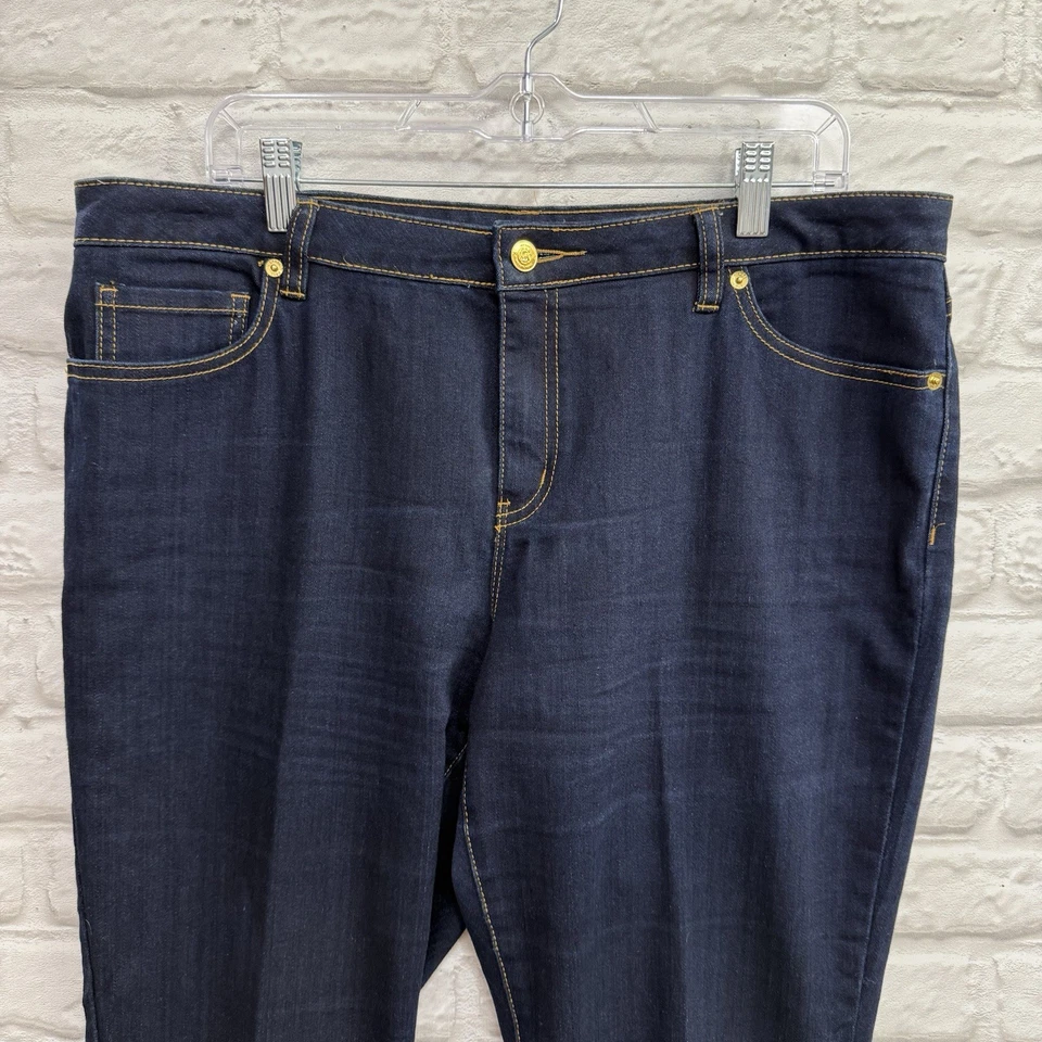 Michael Kors Strada Regina 直筒蓝色牛仔裤女式 14 码裤子 — 第 3/4 张图片