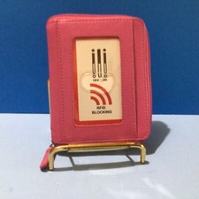 new  Genuine Leather wallet RFID Blocking #7859 Hot pink ILI