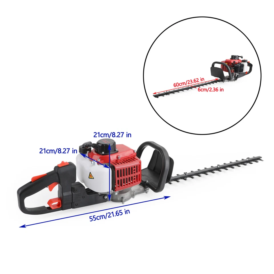 24" 2-Stroke Double Sided Blade 26cc Gas Hedge Trimmer Recoil Gasoline Trim - Image 3 of 4