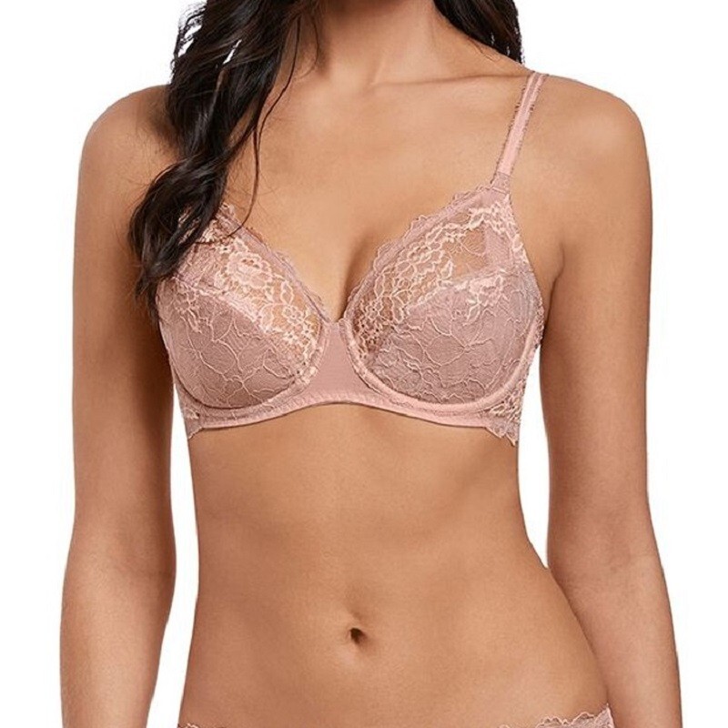Wacoal Lace Perfection Bra Size 32C Rose Mist Pink Underwired Balcony 135002 New