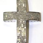14k gold 13.17ct SI1 princess natural diamond cross pendant 26.7g Large big — photo 2