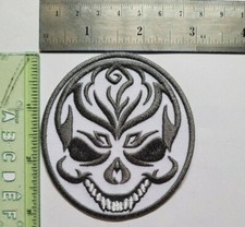 Devil Skull Black  White Iron Sew On Patch Embroidered Badge Applique HTF NEW