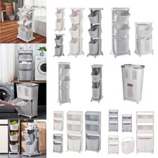 4 Tier Laundry Sorter Cart Hamper Rolling Organizer Clothes Bin Basket W/ Wheels