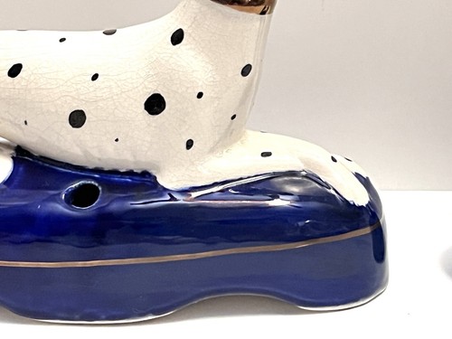 Pair of William Kent Staffordshire Dog Inkwells 8” Dalmatians - Picture 3 of 20
